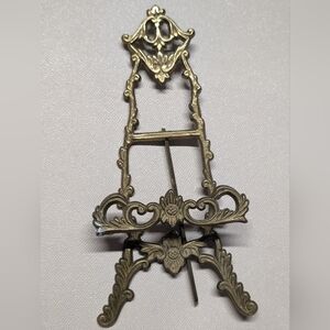 Ornate Gold Brass Metal Easel Stand Vintage